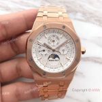 Swiss Quality Audemars Piguet Royal Oak Perpetual Calendar Replica Watch - Rose Gold White Face